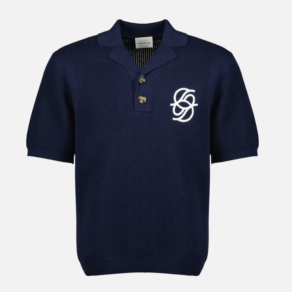 Image de l'article Polo en maille bleu marine de la marque Drole De Monsieur pour Homme - Saison Printemps-Été 2026 - Vue de Face