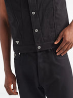ジャケット ノースリーブデニムジャケット Prada 黒 Homme