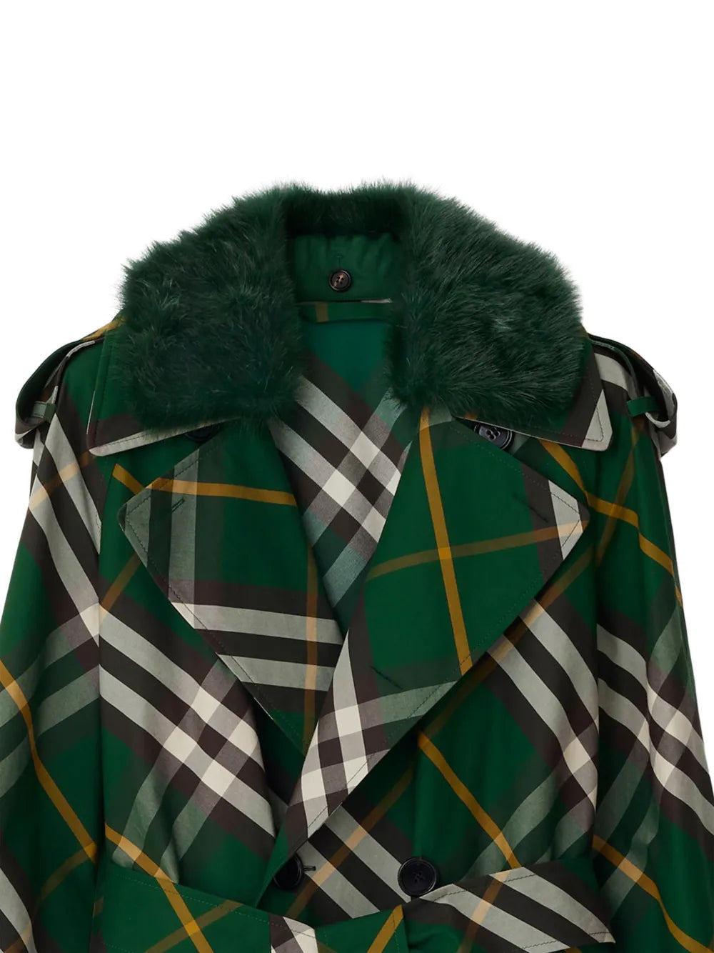 Manteaux Trench-coat à carreaux Burberry Vert Femme