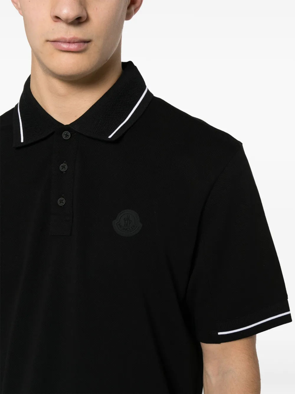 Polos Polo con Logo y Detalles Moncler Negro Homme