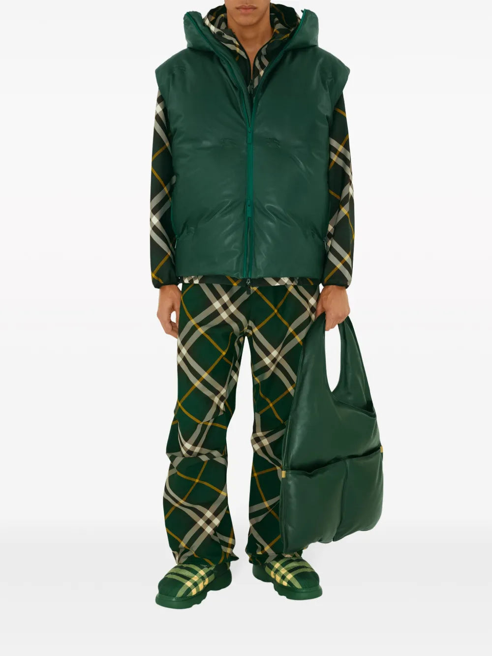 Calças Calças Às Riscas Burberry Verde Homme