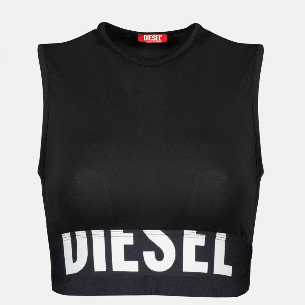 Image de l'article Crop-top Ada-D-Pop noir de la marque Diesel pour Femme - Saison Printemps-Été 2026 - Vue de Face