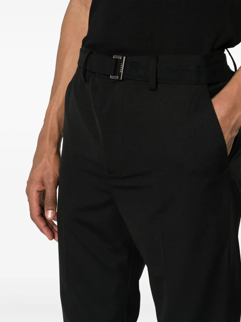 Pantalones Pantalones con Cinturón Sacai Negro Homme