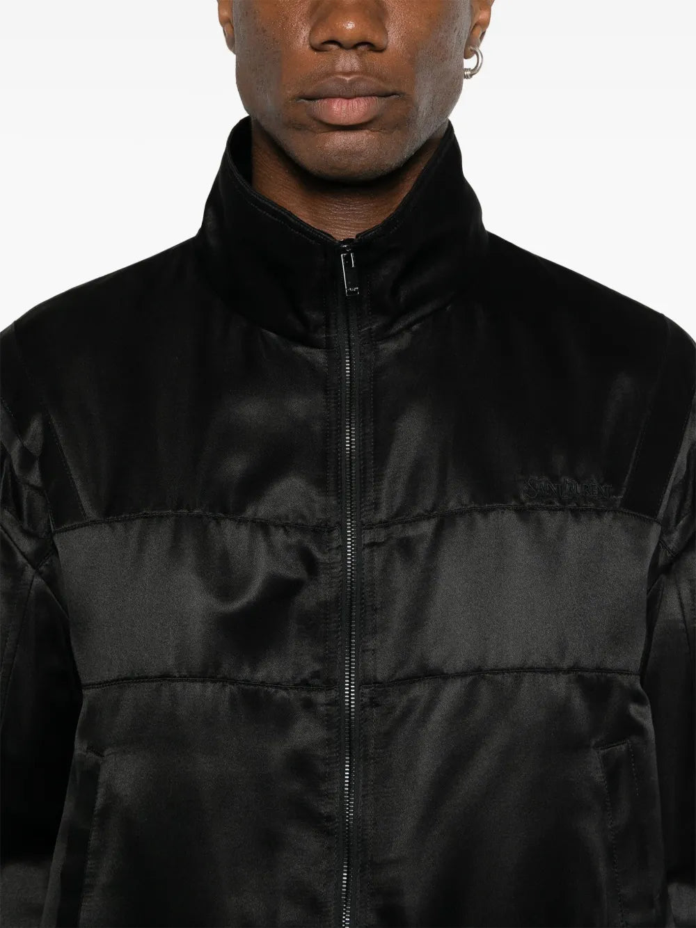 Vestes Bomber Teddy en satin Saint Laurent Noir Homme