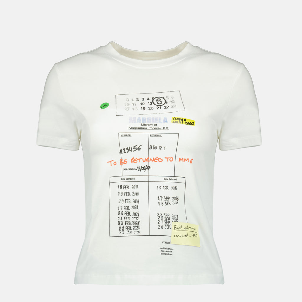 Image de l'article T-shirt imprimé blanc de la marque Mm6 pour Femme - Saison Printemps-Été 2026 - Vue de Face
