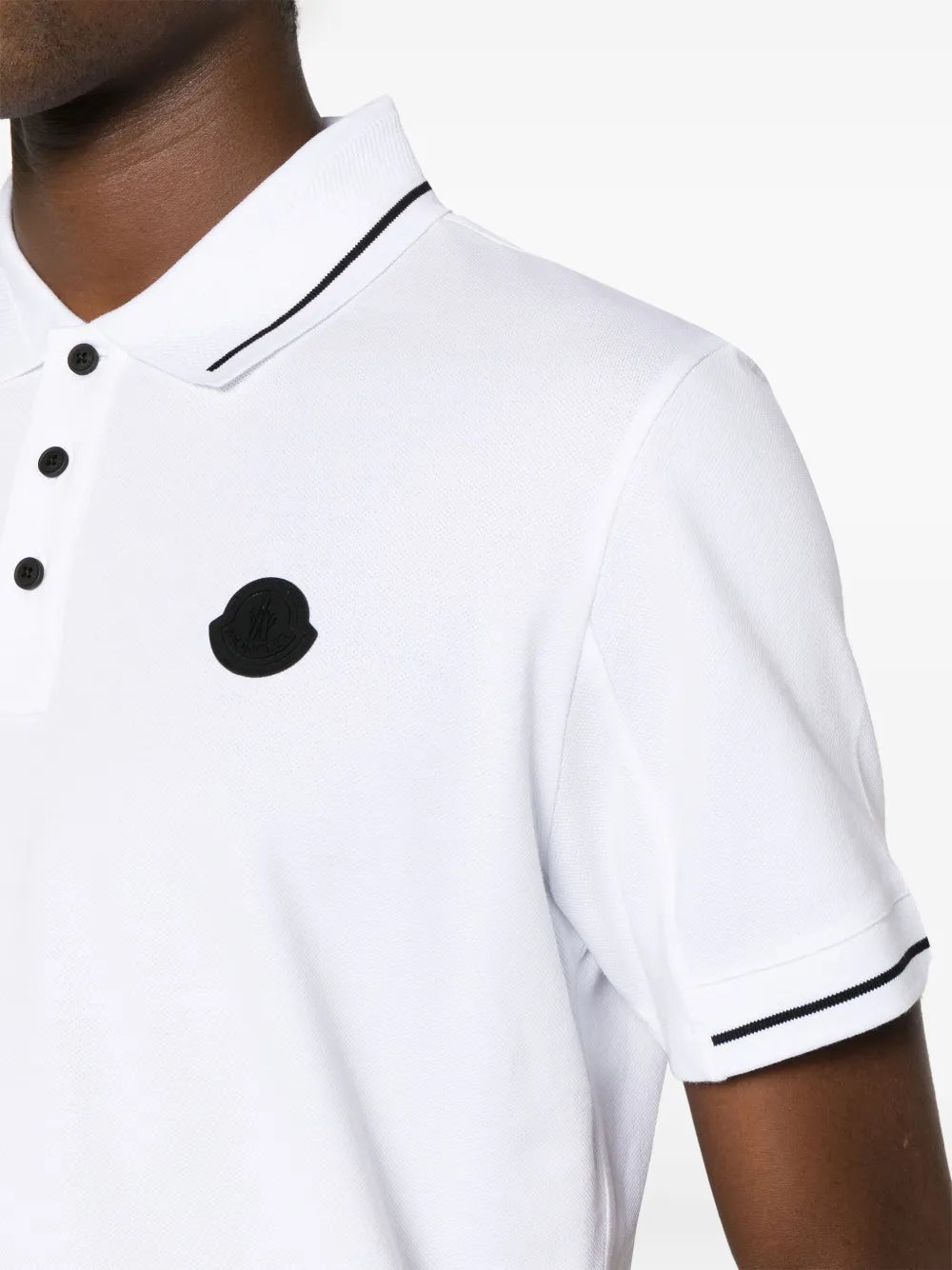 Polos Polo con Logo y Ribete Moncler Blanco Homme