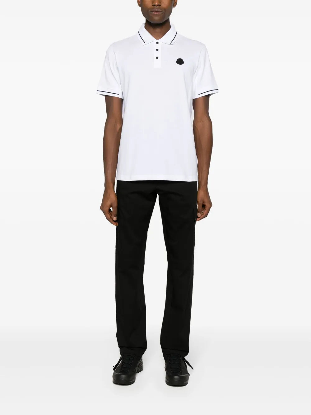 Polos Polo con Logo y Ribete Moncler Blanco Homme