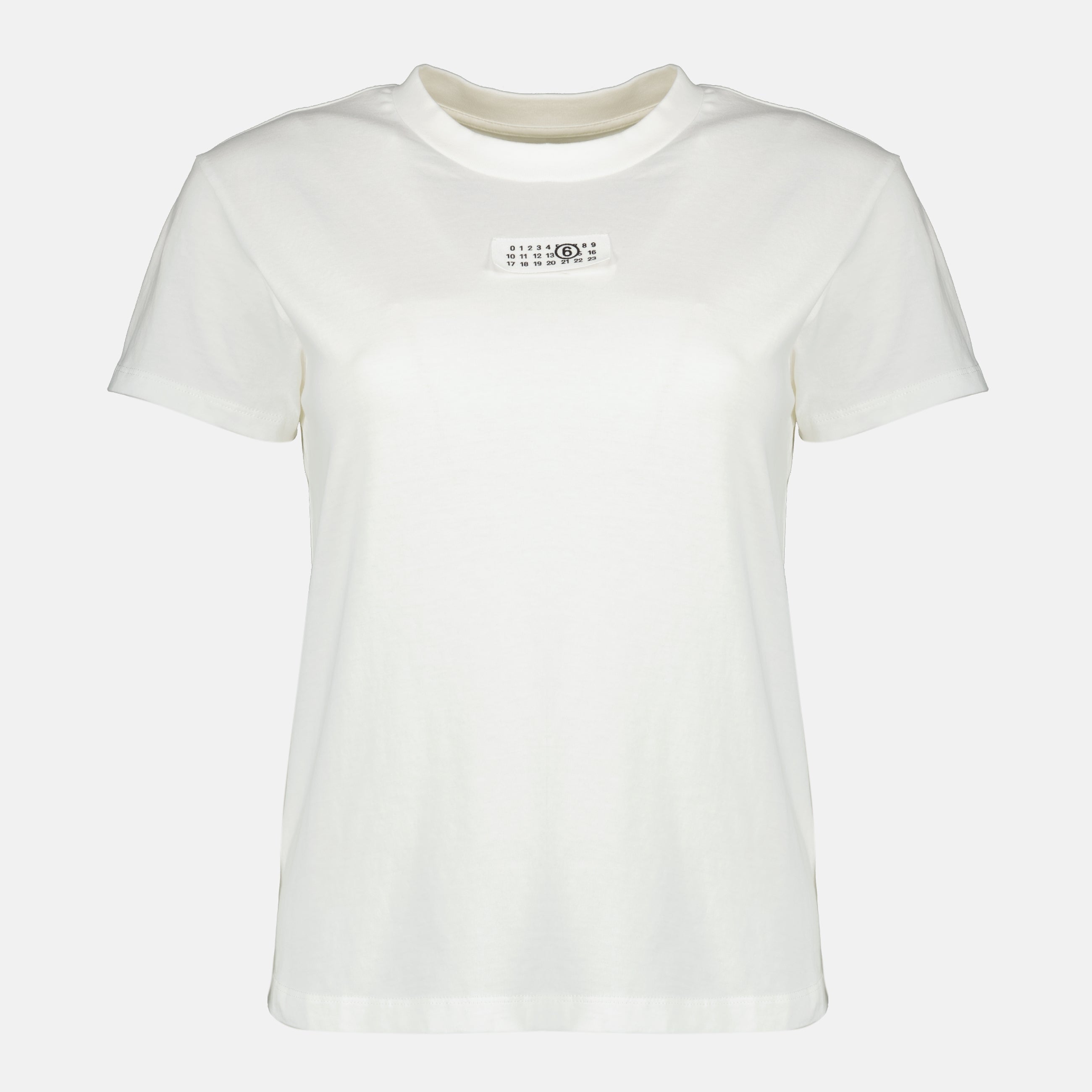 Image de l'article T-shirt Numeric blanc de la marque Mm6 pour Femme - Saison Printemps-Été 2026 - Vue de Face