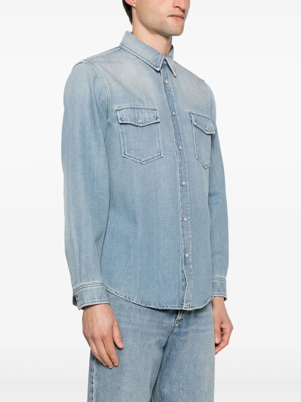 Camisas Camisa de Jeans Desgastada Saint Laurent Azul Homme