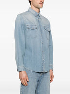 Camisas Camisa de Jeans Desgastada Saint Laurent Azul Homme