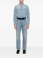 Camisas Camisa de Jeans Desgastada Saint Laurent Azul Homme