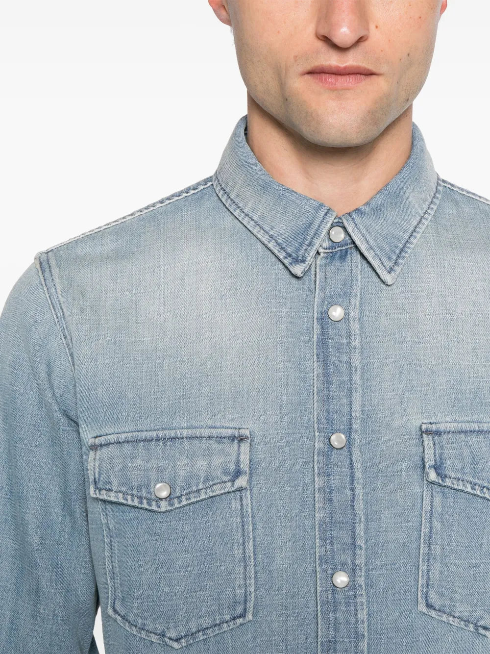 Camisas Camisa de Jeans Desgastada Saint Laurent Azul Homme