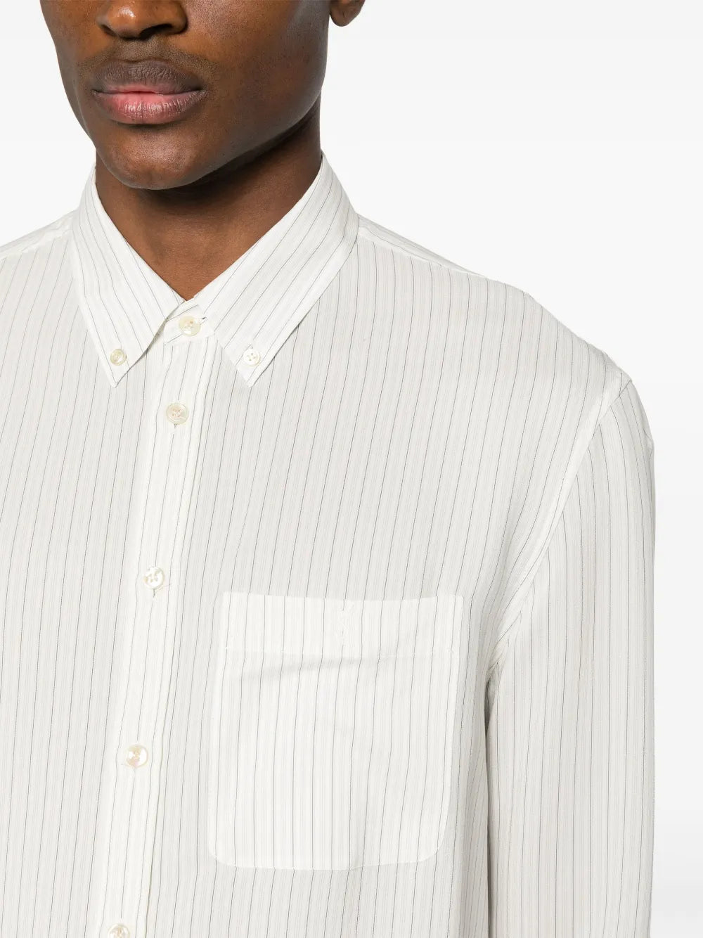 Chemises Chemise rayée Saint Laurent Blanc Homme
