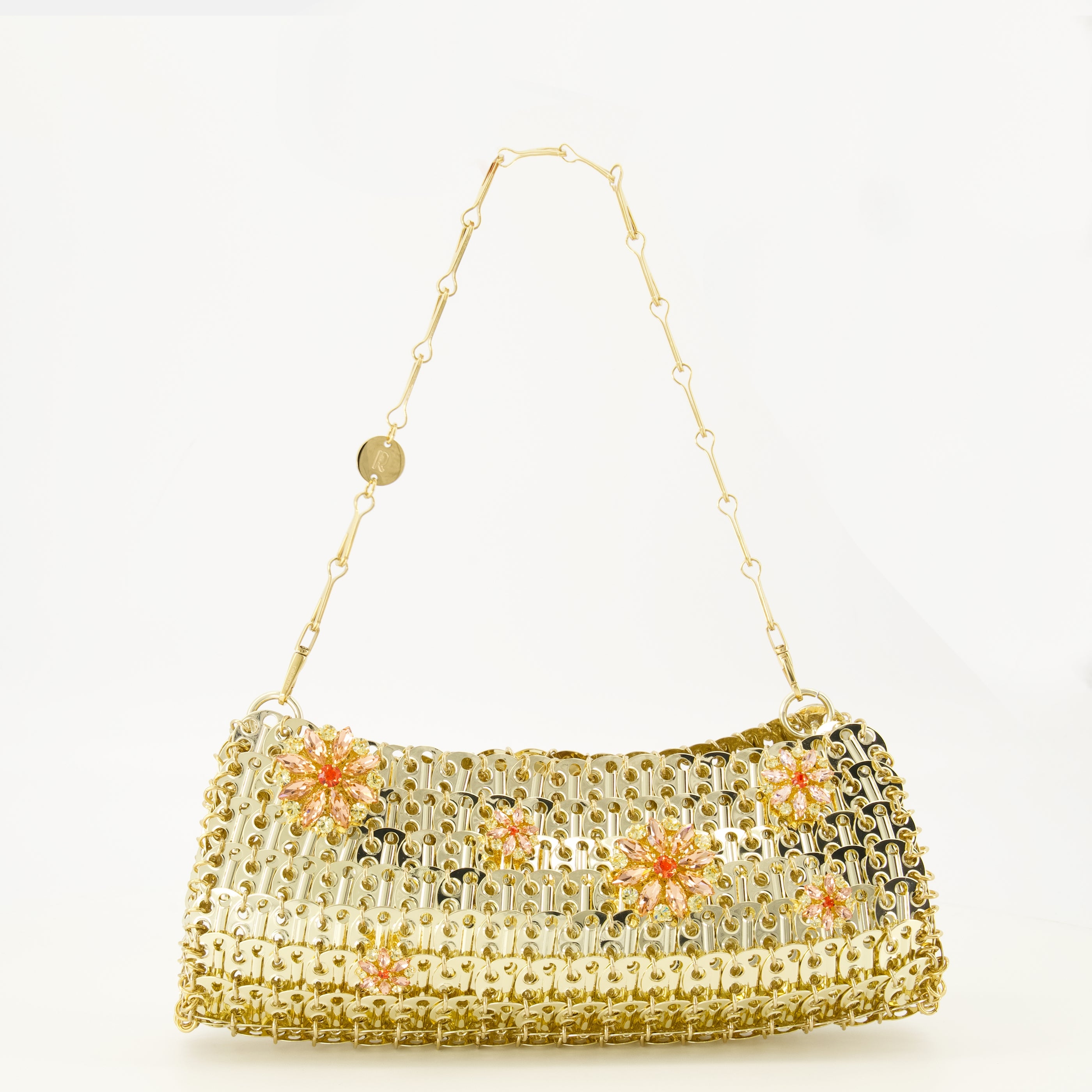 Sacs à main et épaule Pochette 1969 en métal doré avec fleurs en strass Rabanne Doré Femme