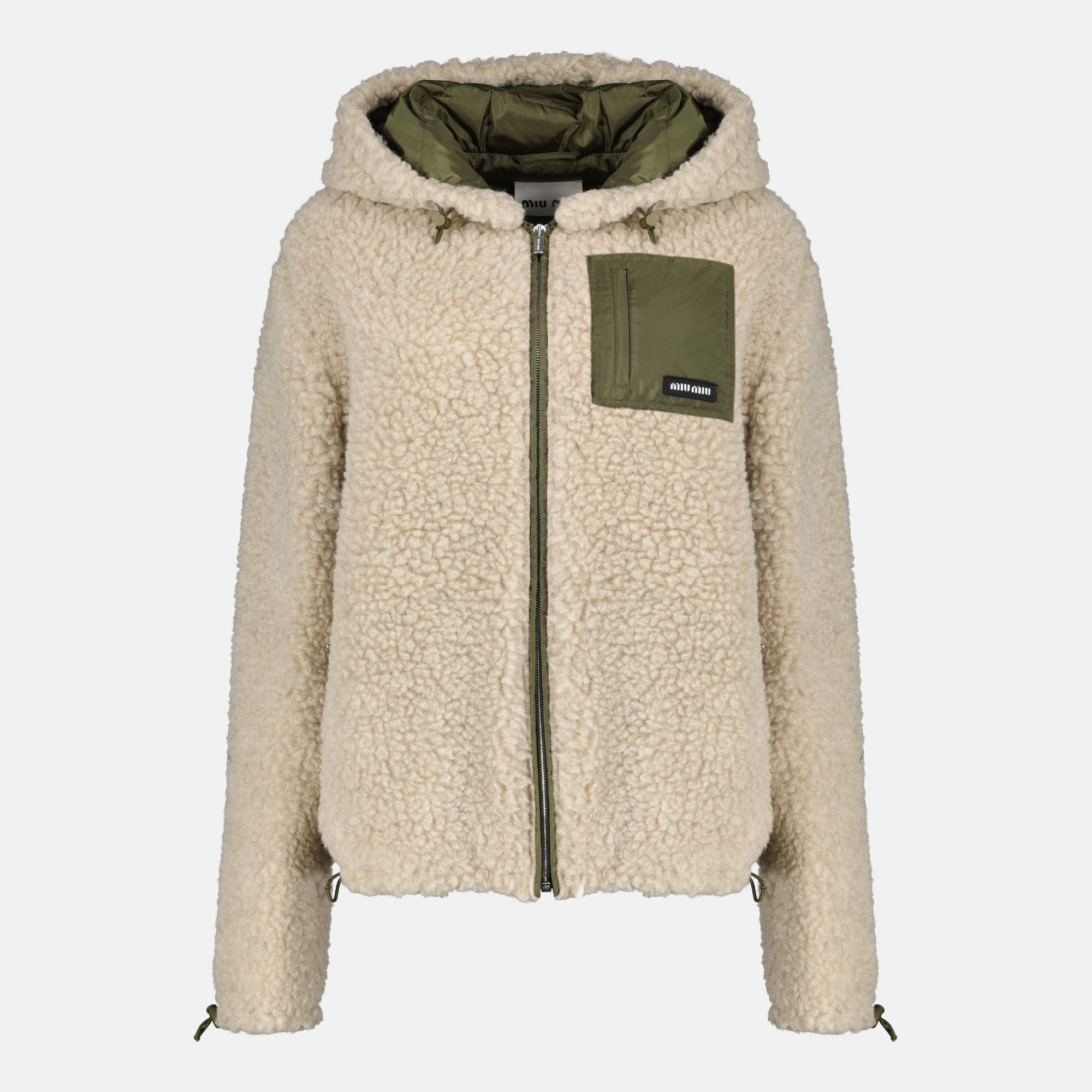 Image of the Miu Miu Women's Teddy Puffer Jacket - Spring-Summer 2026 - Front View