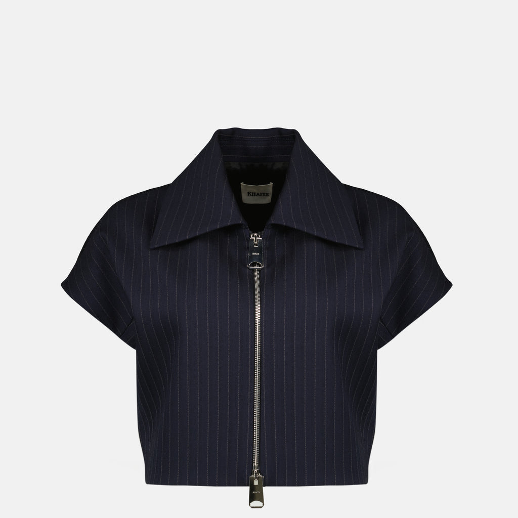 Image de l'article Haut court Robin à rayures de la marque Khaite pour Femme - Saison Printemps-Été 2026 - Vue de Face