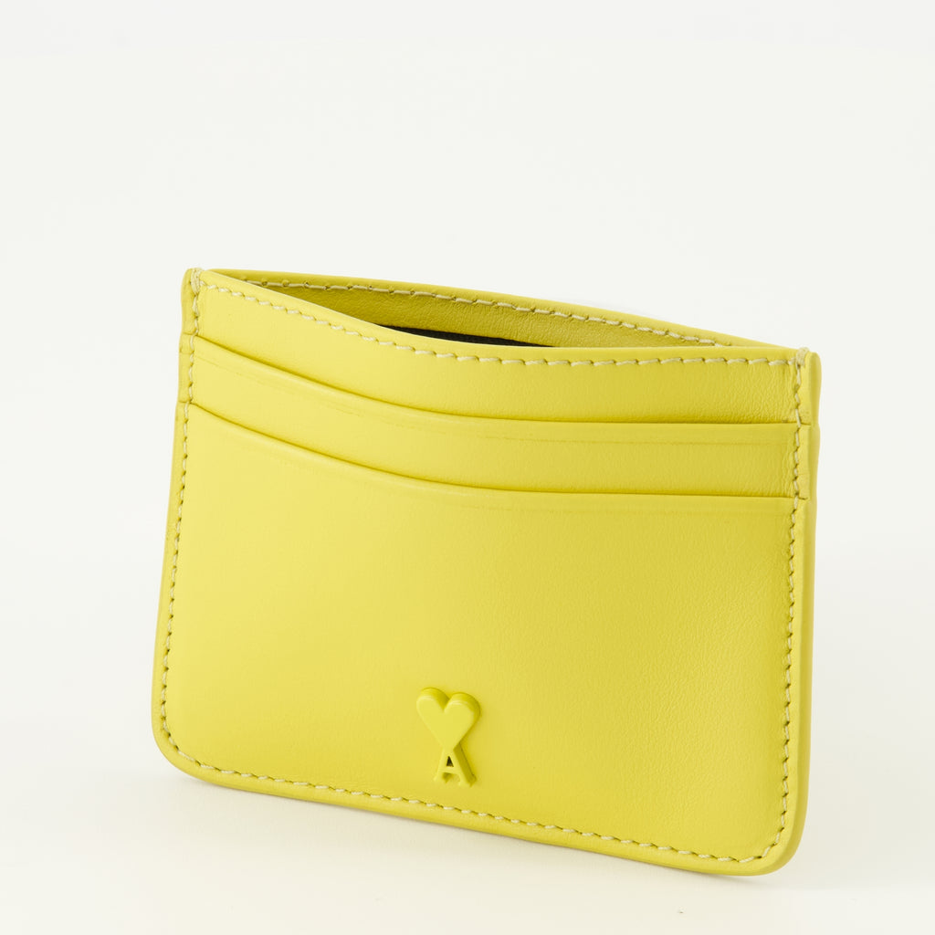 Ami PARISブランドのユニセックス用黄色いハートフレンドカードホルダーの画像 - 2026年春夏シーズン - 詳細ビュー_2