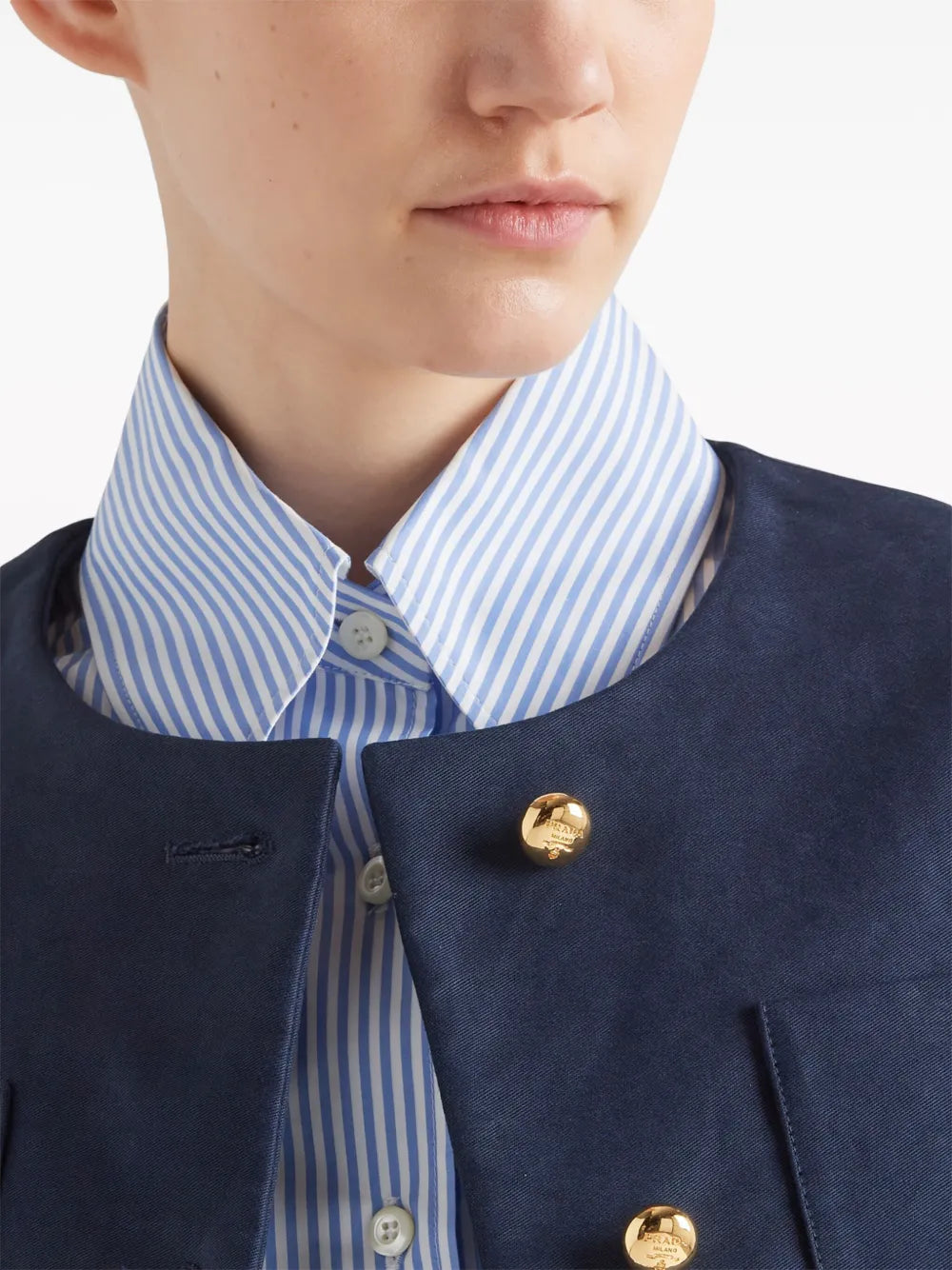 재킷 실크와 울 재킷 Prada 진한 파란색 Femme
