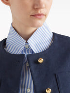 재킷 실크와 울 재킷 Prada 진한 파란색 Femme