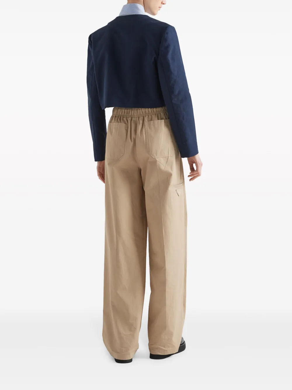 재킷 실크와 울 재킷 Prada 진한 파란색 Femme