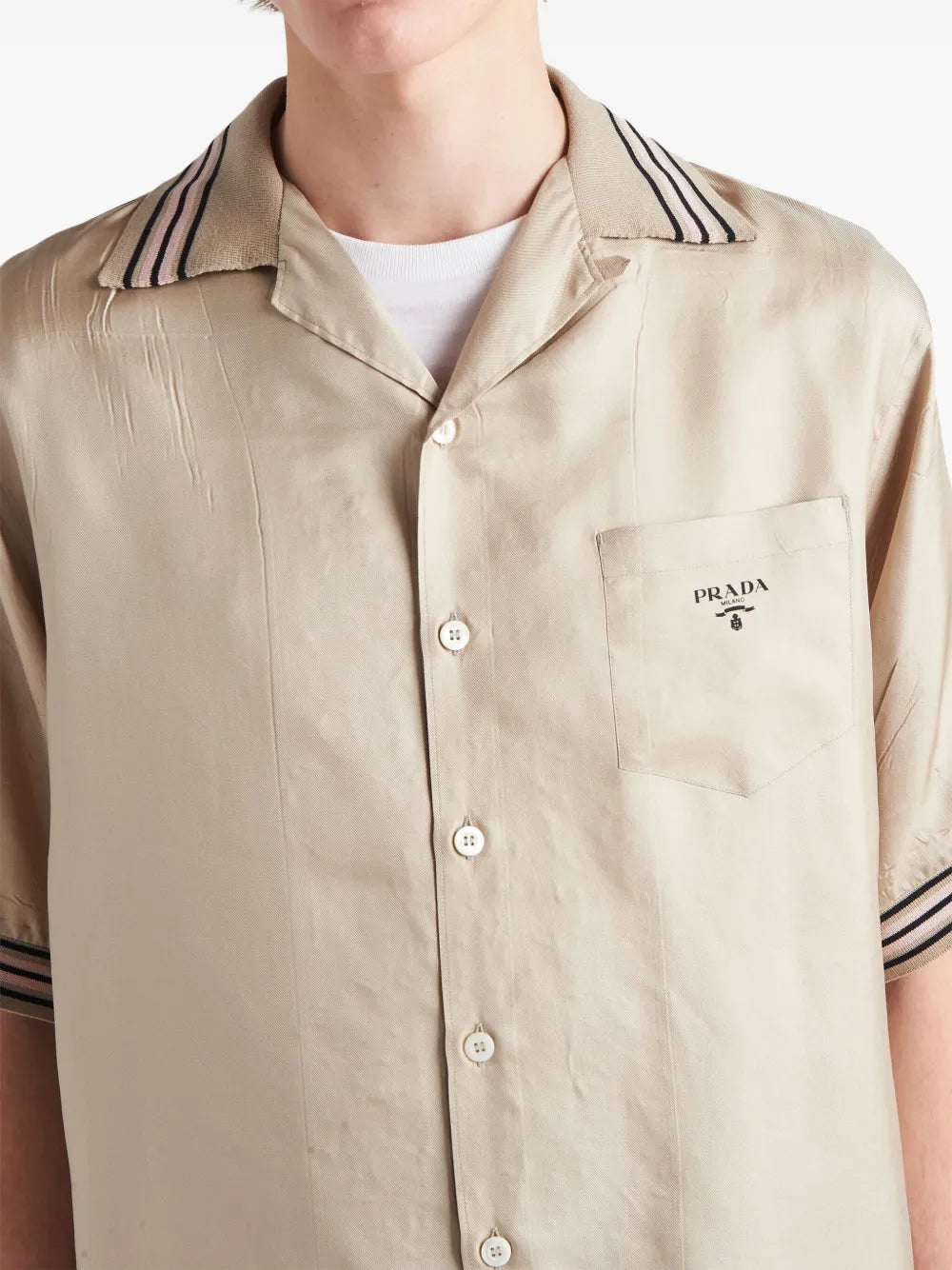 Camisas Camisa de Seda Prada Bege Homme