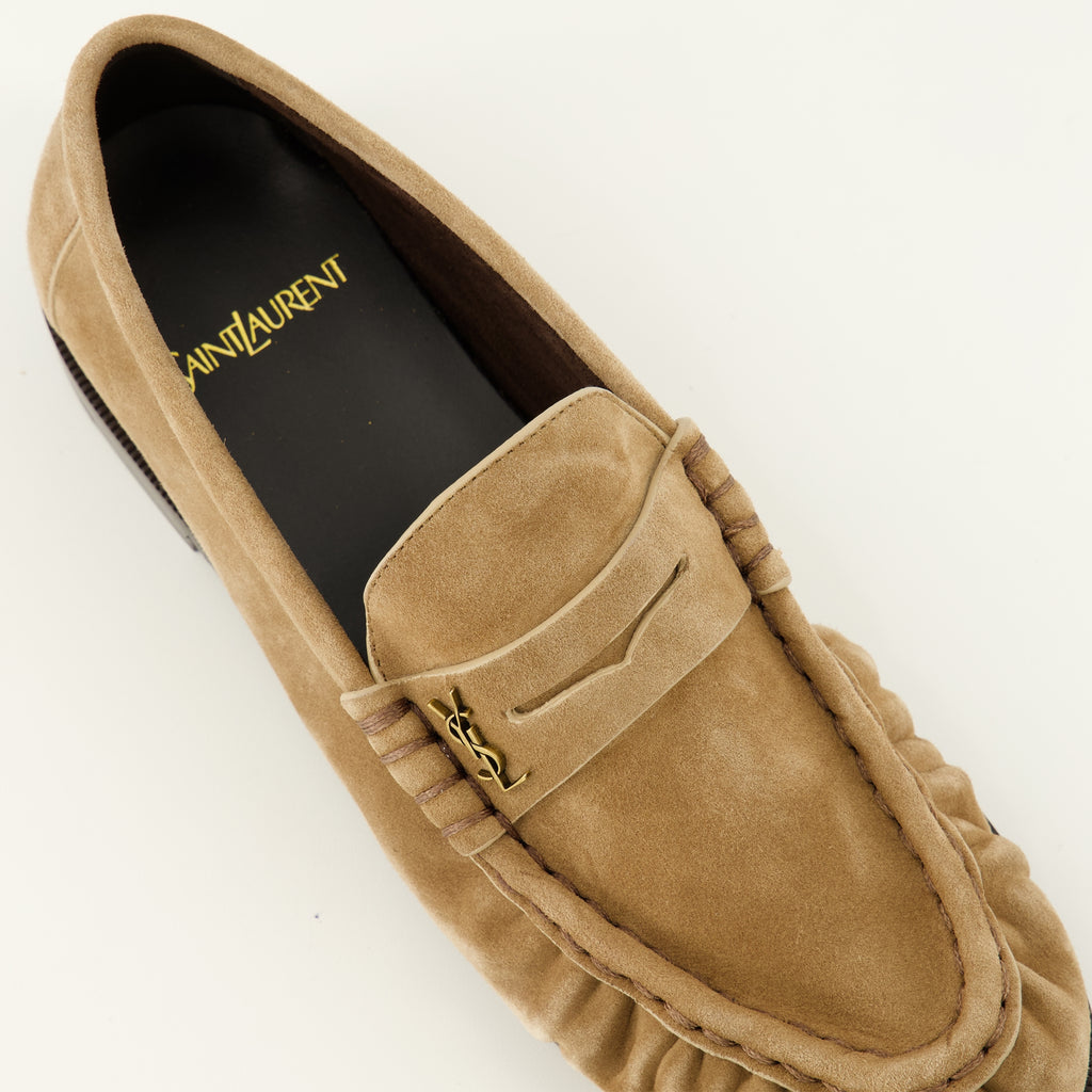 Mocassins Mocassins Loafer em Suede Bege Saint Laurent Beige Femme