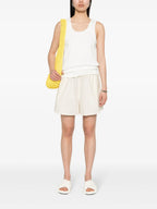 Shorts Calças Curtas de Algodão Moncler Bege Femme