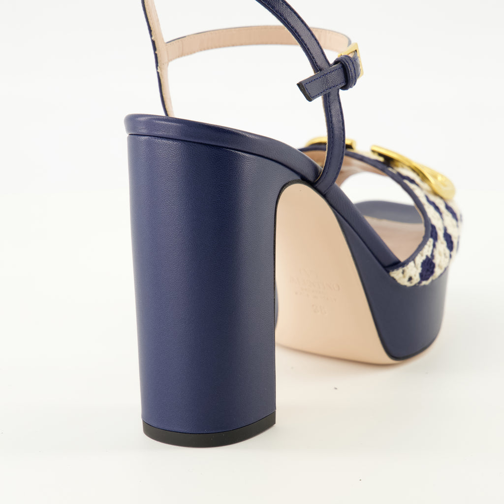 Chaussures ouvertes VLogo Navy Blue Heels Valentino Garavani Bleu foncé Femme