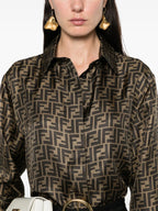 Camisas Camisa de Seda FF Castanha Fendi Marrom Femme