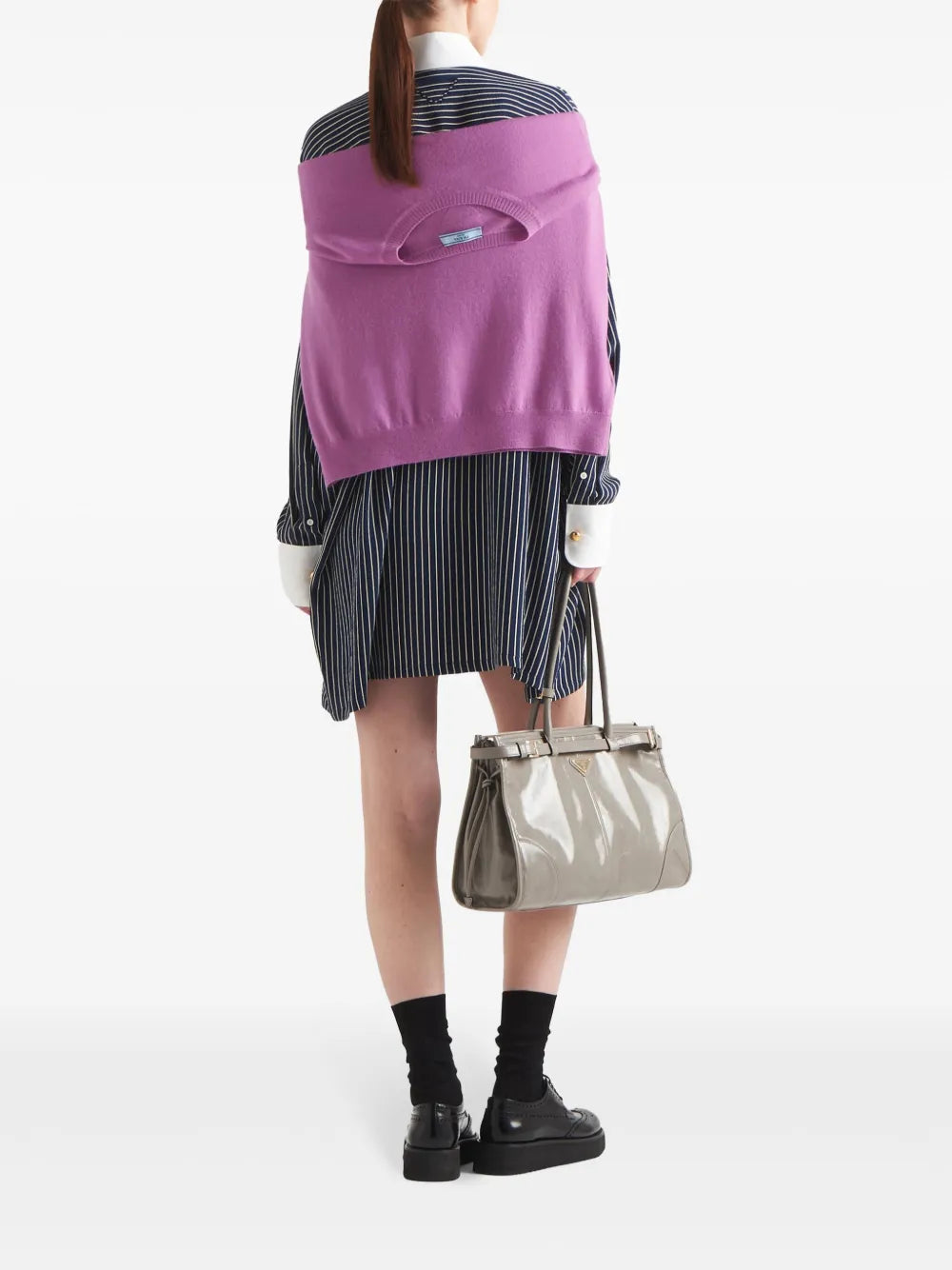 Chemises Chemise rayée oversize Prada Bleu foncé Femme