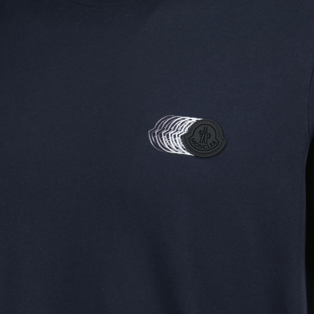 티셔츠 페이드 로고 프린트 티셔츠 Moncler 진한 파란색 Homme