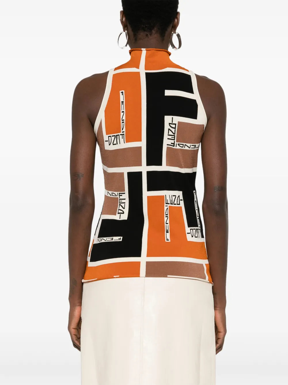 탑 리크라® 슬리브리스 탑 Fendi 주황색 Femme