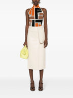 탑 리크라® 슬리브리스 탑 Fendi 주황색 Femme