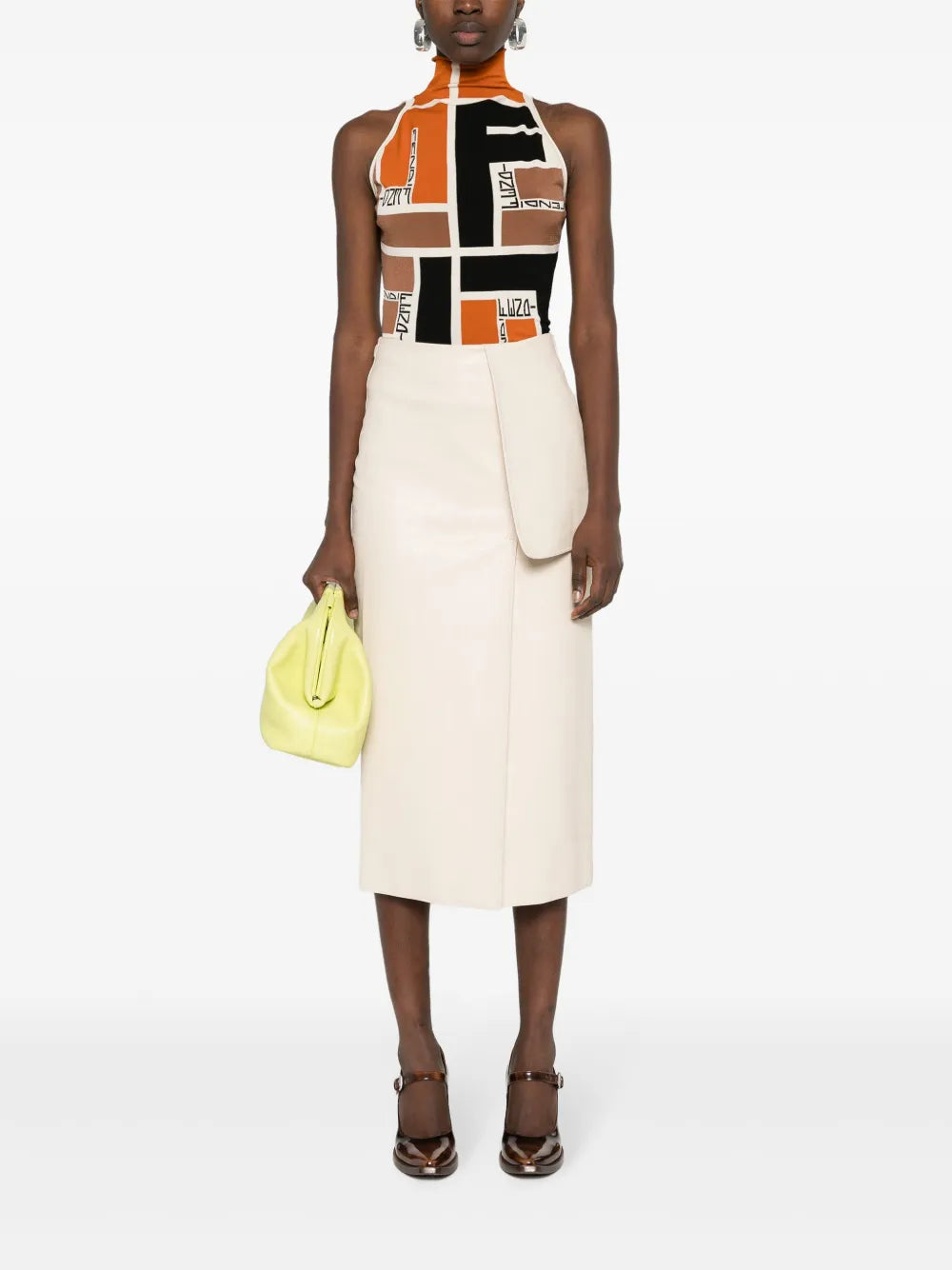 탑 리크라® 슬리브리스 탑 Fendi 주황색 Femme