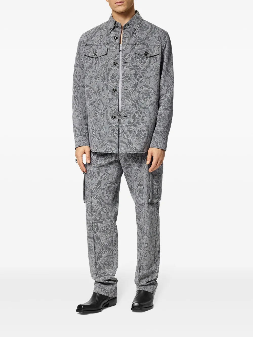 Hemden Barocco Overshirt Versace Grau Männer