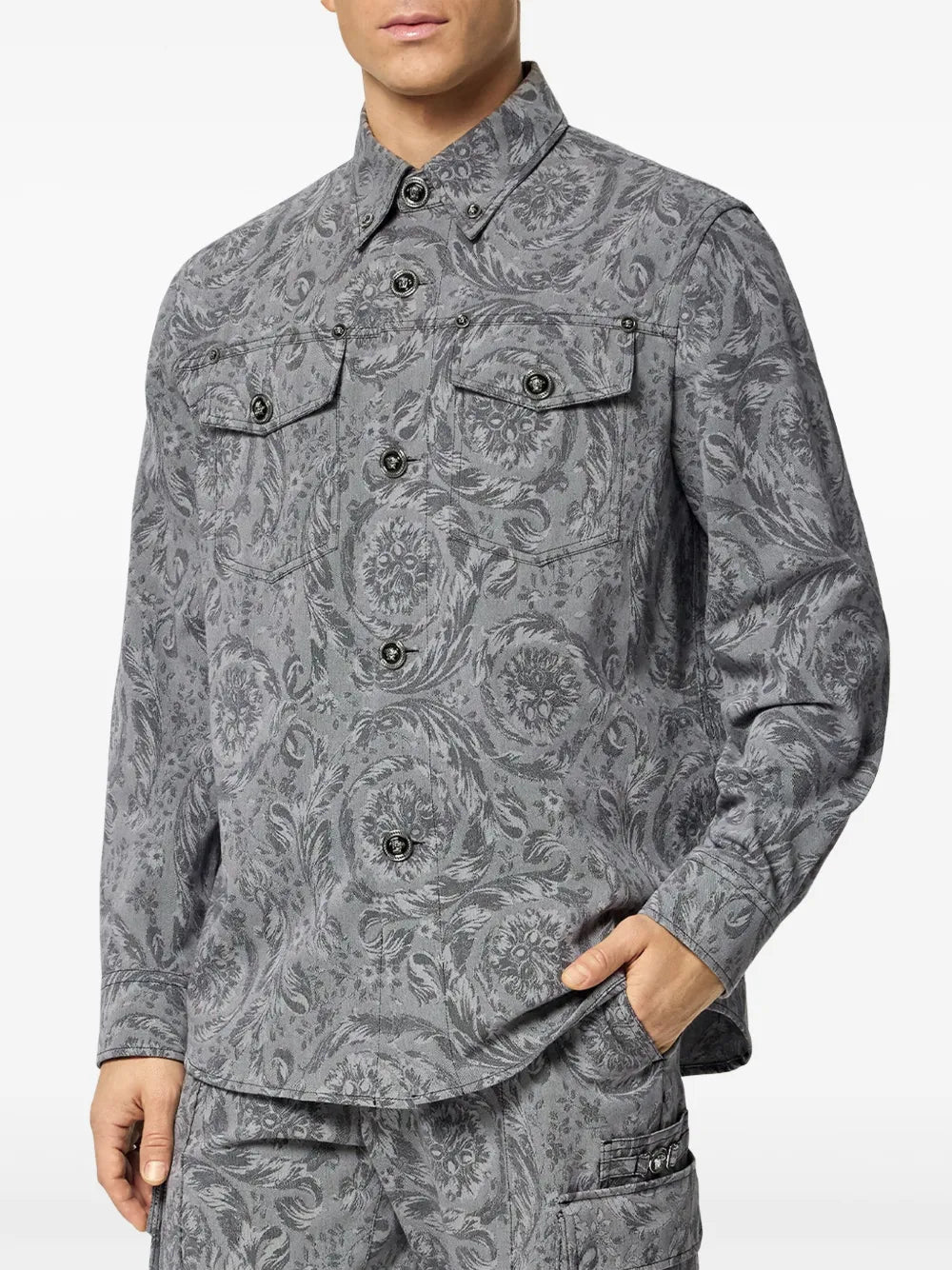 Hemden Barocco Overshirt Versace Grau Männer