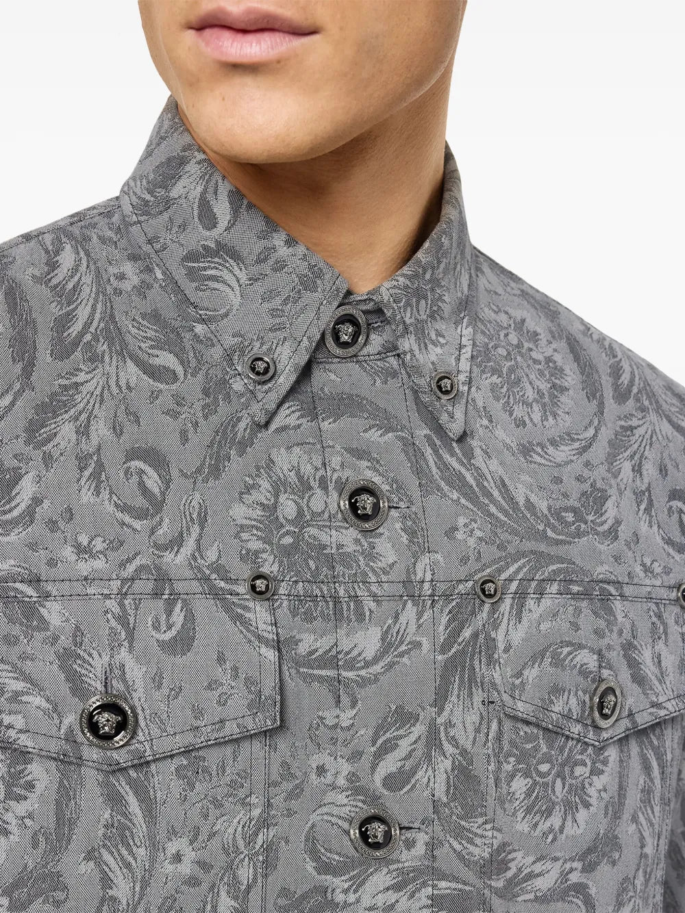 Hemden Barocco Overshirt Versace Grau Männer
