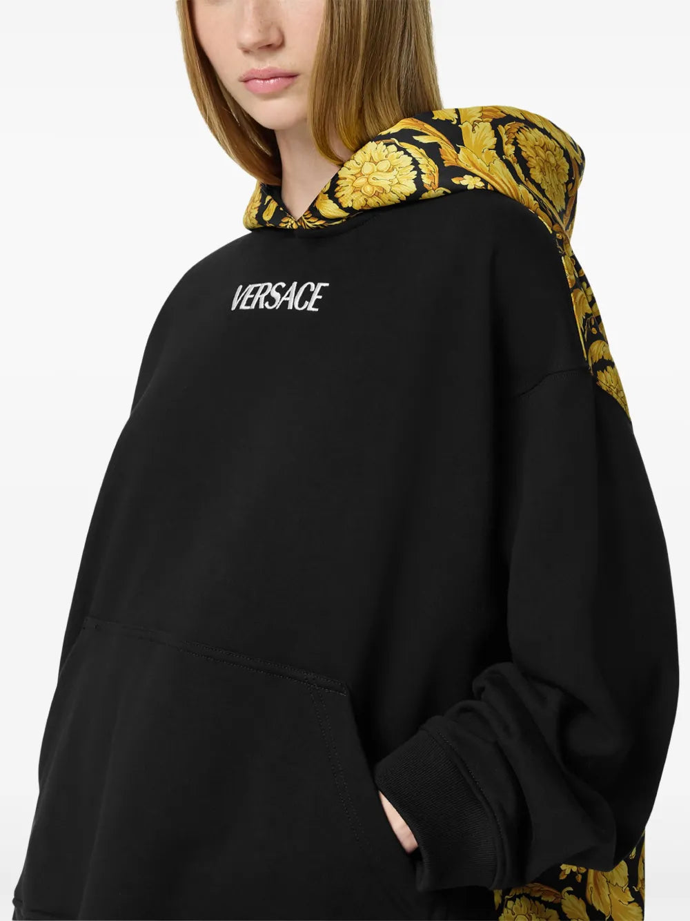 Felpe Hoodie Barocco Versace Giallo Femme