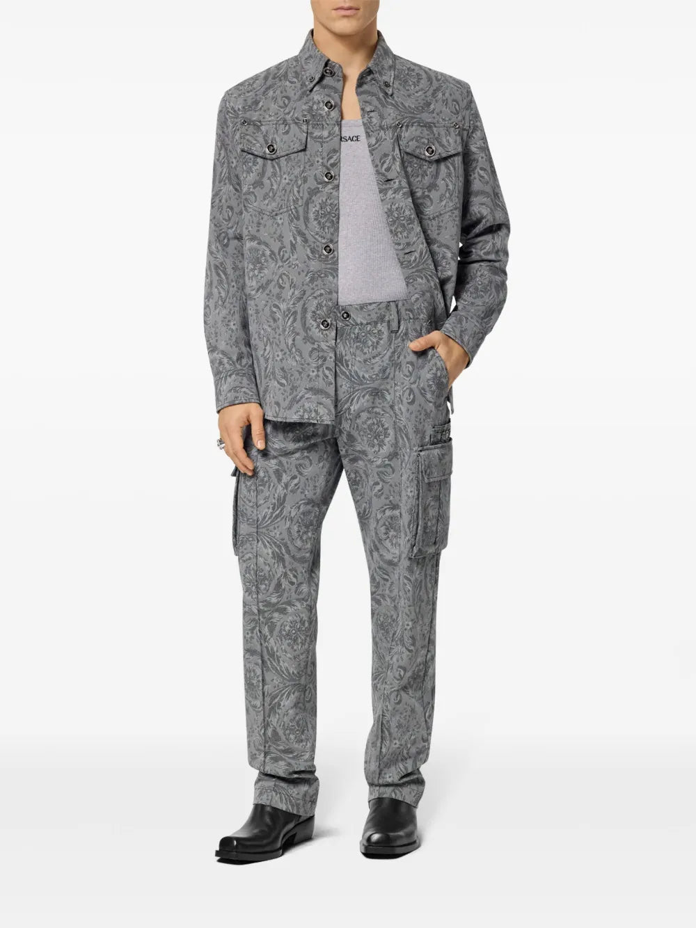 Pantalones Pantalones Barocco Versace Gris Homme
