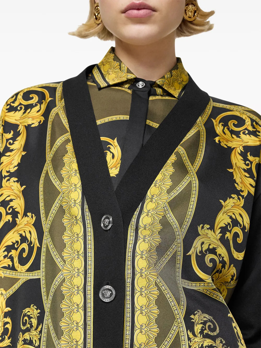 Maille Cardigan Barocco Coupe des Dieux Versace Jaune Femme