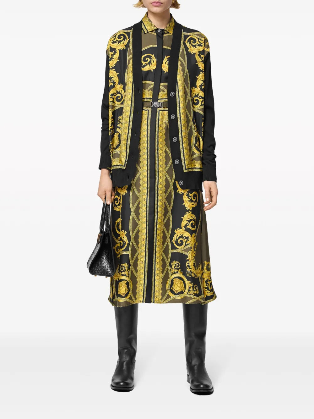 Maille Cardigan Barocco Coupe des Dieux Versace Jaune Femme