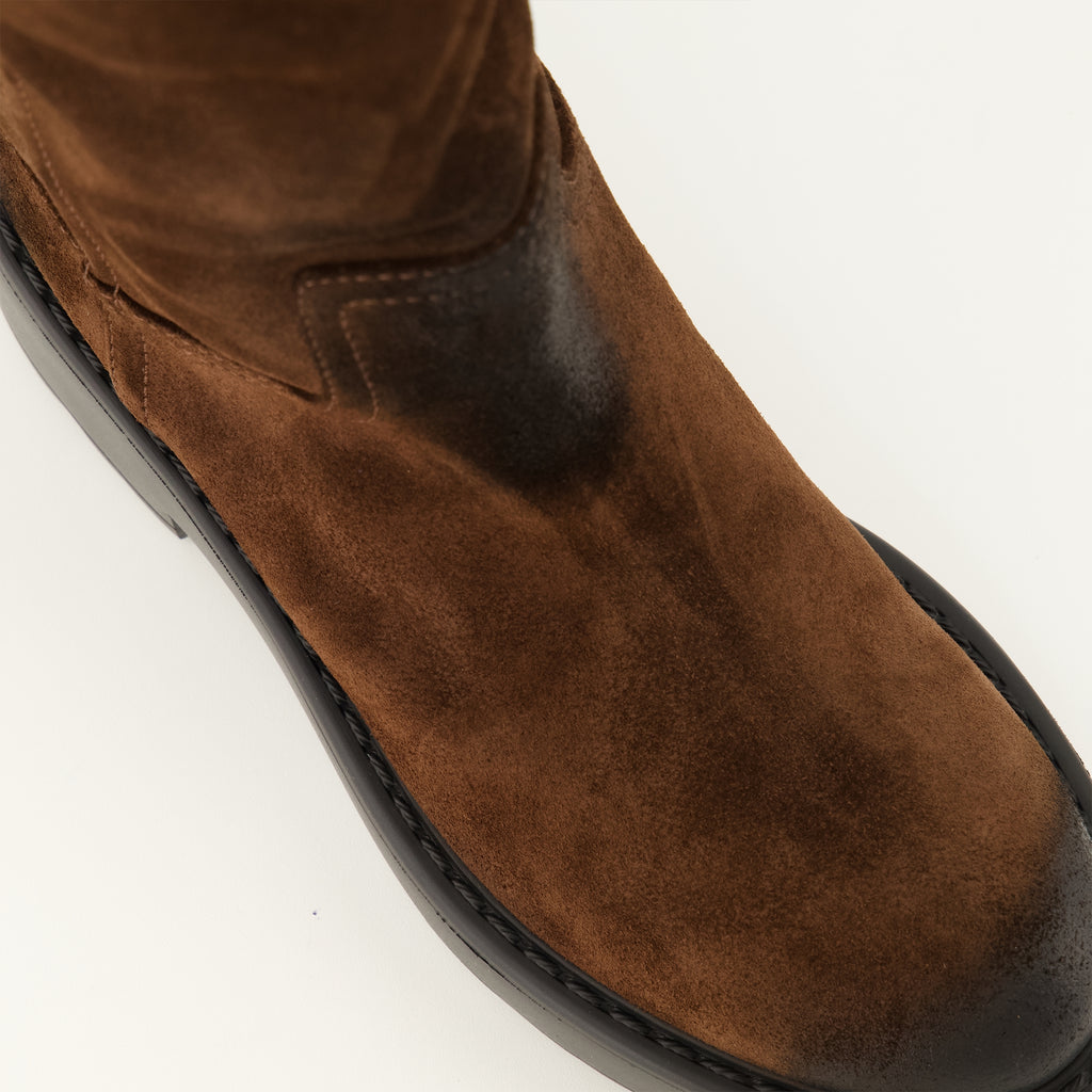 Bottes Bottes Moro en suède marron Miu Miu Marron Femme