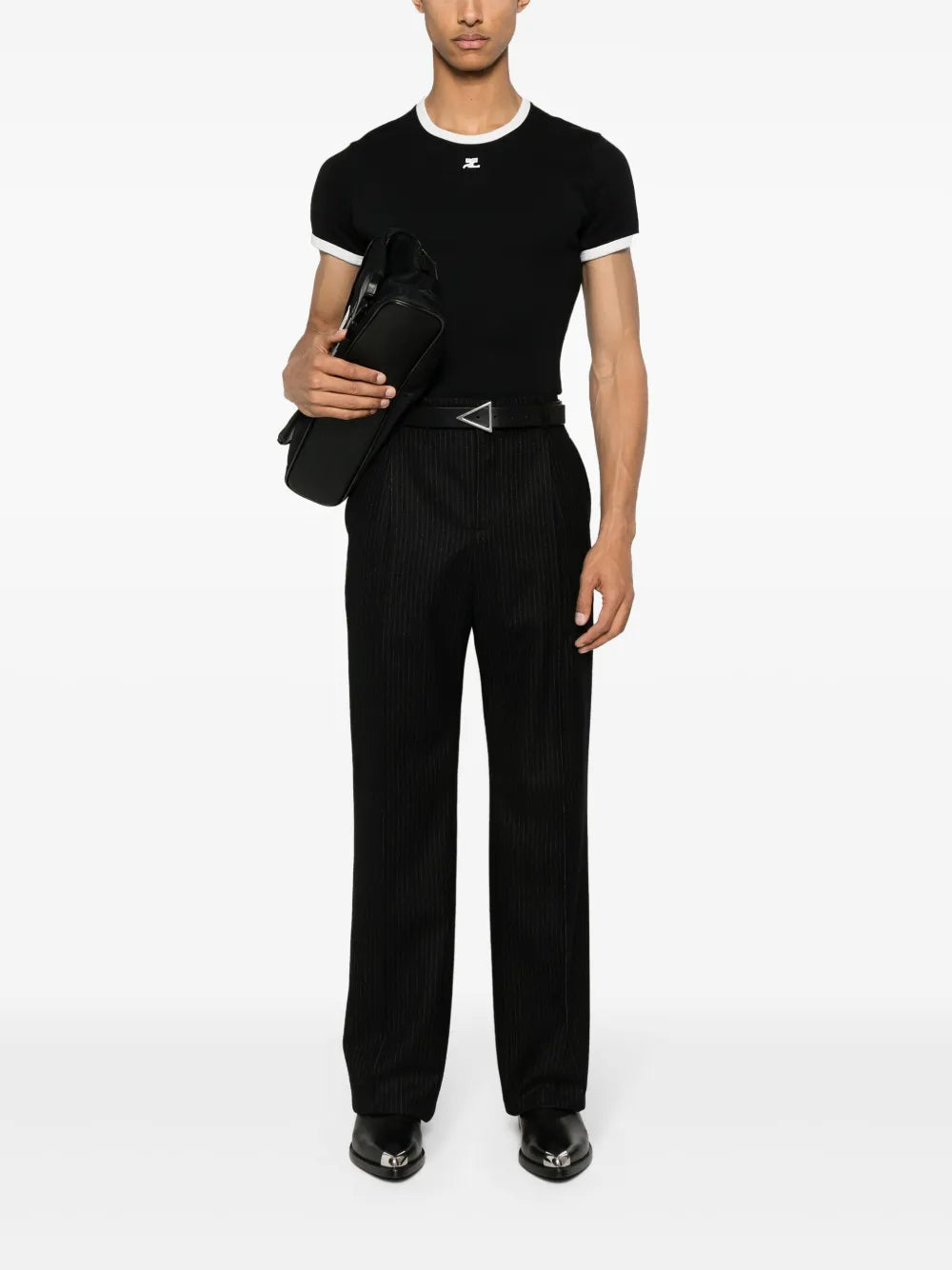 T-shirts T-shirt signature contrasté Courrèges Noir Homme