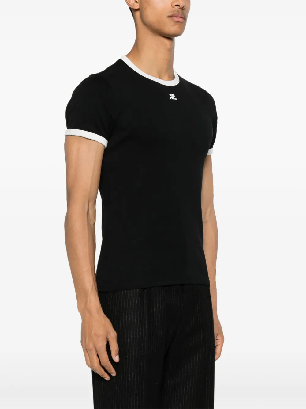 T-shirts T-shirt signature contrasté Courrèges Noir Homme