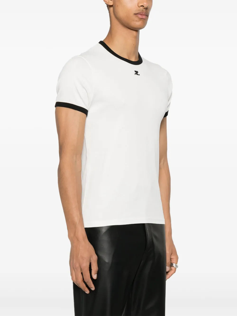 T-shirts T-shirt signature contrasté Courrèges Blanc Homme