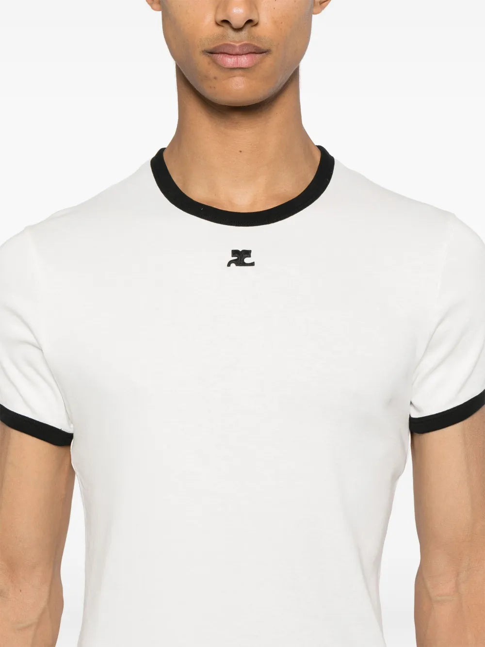 T-shirts T-shirt signature contrasté Courrèges Blanc Homme