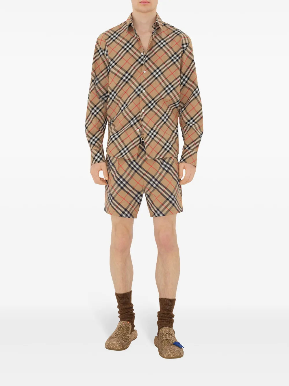 Beachwear Maillot de bain à carreaux Burberry Beige Homme