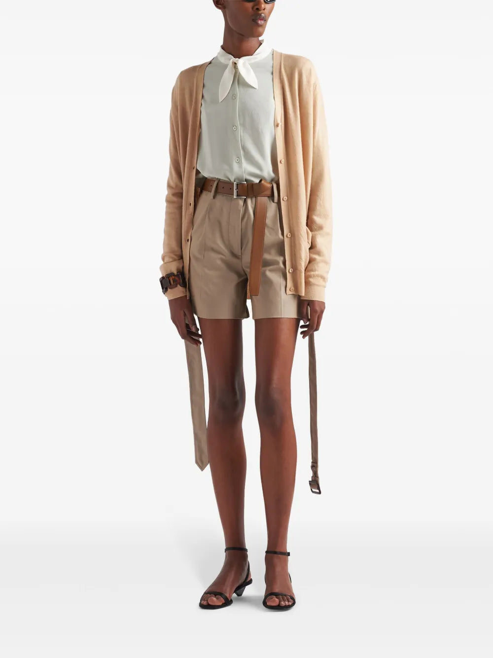 Maille Cardigan en laine Prada Beige Femme