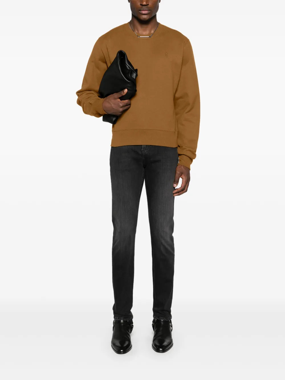 Felpe Felpa YSL Saint Laurent Marrone Homme