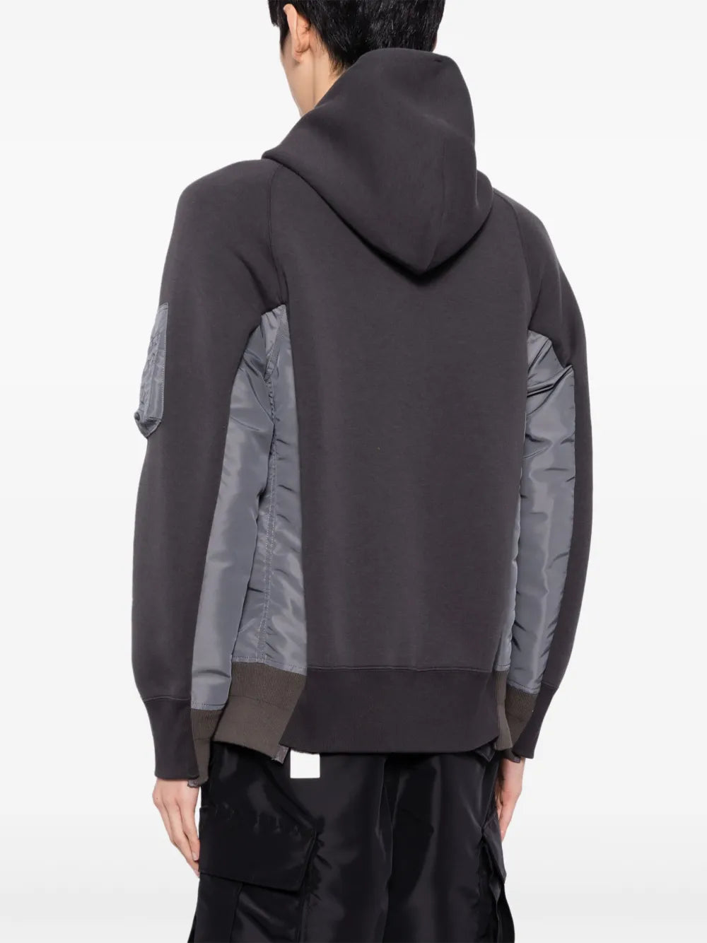 Moletons Sweatshirt de Nylon e Algodão com Fecho Sacai Cinza Homme